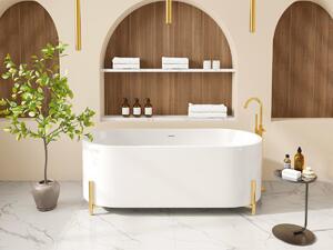 Vasca da bagno freestanding ovale bianca con piedini dorati 160 x 73,5 x 59 cm - ALONSA