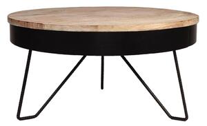 Tavolino nero con piano in legno di mango , ⌀ 80 cm Saran - LABEL51