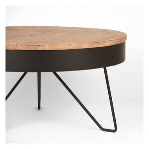 Tavolino nero con piano in legno di mango , ⌀ 80 cm Saran - LABEL51