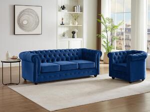 Poltrona CHESTERFIELD in velluto Blu notte