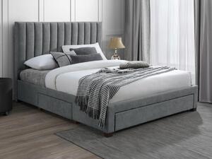 Letto con 3 cassetti 160 x 200 cm Tessuto Grigio - LIAKO