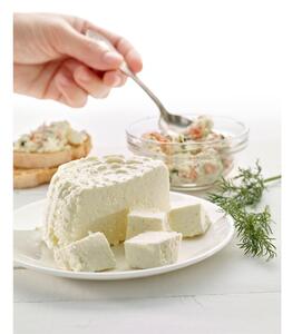 Ciotola in silicone bianca e verde per la preparazione del formaggio fatto in casa - Lékué
