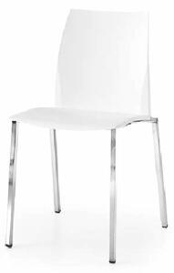 Coppia sedie con seduta in plastica e gambe in acciaio, stile moderno