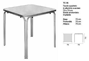 Tavolino da bar realizzato in alluminio con Ripiano TOP quadrato 70x70