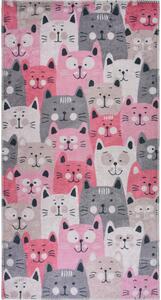 Tappeto rosa e grigio per bambini 80x150 cm Silly Cats - Vitaus