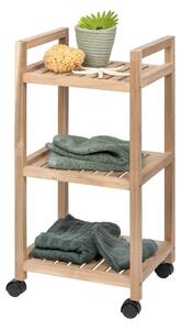 Scaffale da bagno a tre livelli su rotelle in legno di acacia Acina - Wenko
