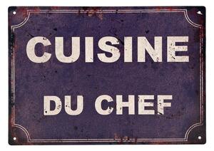 Insegna in metallo e vetro 30x21 cm Cuisine Du Chef - Antic Line