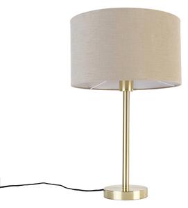 Lampada da tavolo classica in ottone con paralume marrone chiaro 35 cm - Simplo