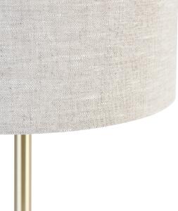 Lampada da tavolo classica in ottone con paralume grigio chiaro 35 cm - Simplo