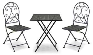 Tavolo metallo Leila antracite quadro con 2 sedie cm 60x60h71