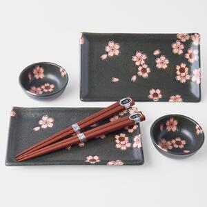 Set da 6 pezzi di piatti da sushi in ceramica grigia Sakura - MIJ