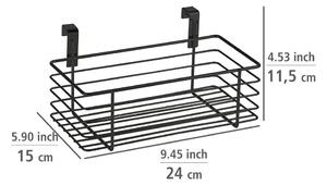 Cestino nero in metallo da appendere alla porta della cucina Slim, 24 x 15 cm - Wenko
