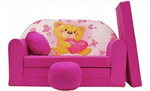 Divano rosa per bambini con orsetto 98 x 170 cm