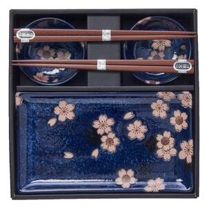 Set da 6 pezzi di piatti da sushi in ceramica blu Sakura - MIJ
