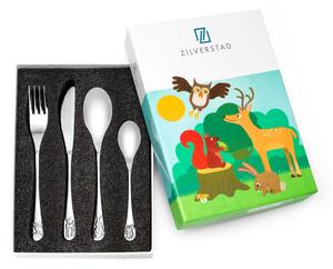 Posate per bambini in acciaio inox argento 4 pezzi Forest Animals - Zilverstad