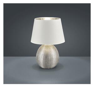 Lampada da tavolo bianca in ceramica e tessuto, altezza 35 cm Luxor - Trio