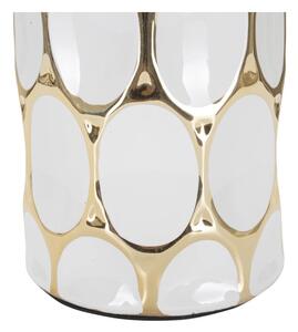 Lampada da tavolo in ceramica con paralume in tessuto bianco e oro (altezza 56 cm) Glam Carv - Mauro Ferretti