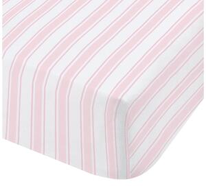 Lenzuolo in cotone rosa e bianco, 135 x 190 cm Check and Stripe - Bianca