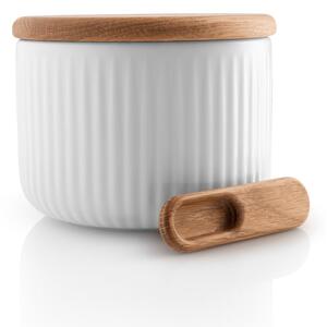 Vaso di sale in porcellana bianca con coperchio e cucchiaio in legno Legio Nova - Eva Solo