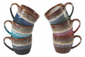 Set 6 tazzine da caffè 90 ml in porcellana decorata con effetto martellato Country House