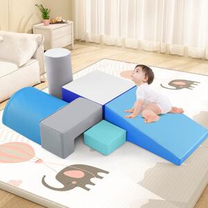Costway Blocchi rampicanti in schiuma per bambini 1-3 anni, Blocchi rampicanti set rampicante indoor con rettangoli Blu scuro