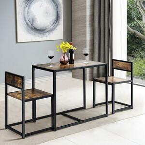 Costway Set da pranzo da 3 pezzi con struttura di metallo, Tavolo da cucina con 2 sedie per spazi ridotti, Antico