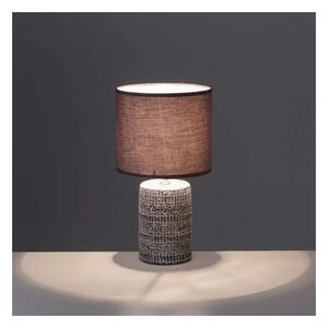 Lampada da tavolo marrone con paralume in tessuto (altezza 33,5 cm) - Casa Selección