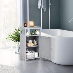 Costway Armadietto del bagno con anta singola e mensola regolabile, Armadio multifunzionale moderno di legno Grigio