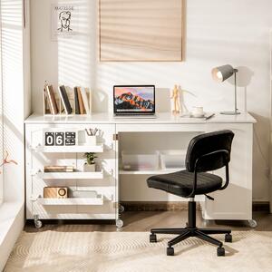 Costway Tavolo pieghevole da cucito con ruote bloccabili, Tavolo versatile a ribalta per computer con mensole Bianco