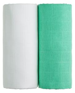 Set di 2 asciugamani in cotone bianco e verde , 90 x 100 cm Tetra - T-TOMI