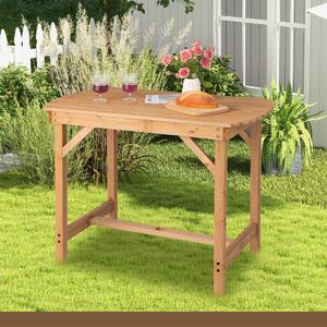 Costway Tavolo da pranzo in legno di abete per esterni, Tavolo per patio con foro per ombrellone da 4-6 persone Naturale