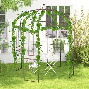 Costway Pergola per feste a forma di gabbia d’uccello, Pergole ad arco in metallo per piante rampicanti da patio Marrone