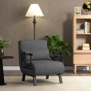 Costway Divano letto trasformabile con schienale regolabile in 6 posizioni cuscino rimovibile, Divano chaise lounge Grigio scuro