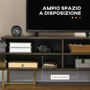 HOMCOM Mobile Porta TV fino a 55" con 2 Armadietti in Legno e Metallo, 120x39x50 cm, Marrone e Oro