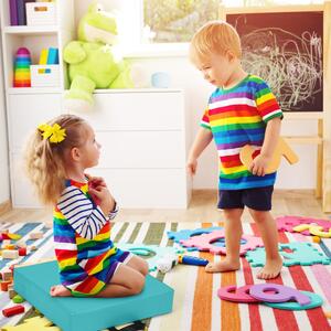 Costway Cuscinetti per bambini con 6 colori forma quadrata maniglia ergonomica, Cuscini impermeabili Colori Morandi
