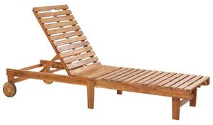 Lettino da giardino in legno di acacia con schienale reclinabile pieghevole giardino terrazzo pieghevole Beliani