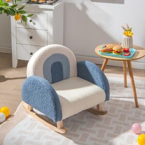 Costway Sedia a dondolo per bambini per cameretta e stanza dei giochi, Divanetto singolo con gambe in legno Blu
