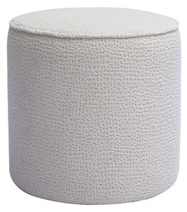 Pouf rotondo in tessuto effetto velluto testurizzato écru a motivi D40 cm WANGA