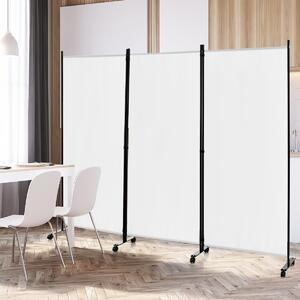 Costway Divisorio a 3 pannelli in tessuto portatile con ruote per privacy, Divisorio indipendente per casa ufficio Bianco