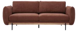 Divano design 3 posti in tessuto chenille terra bruciata e metallo nero TODD