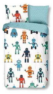 Biancheria da letto in cotone per bambini Robots, 140 x 220 cm - Good Morning