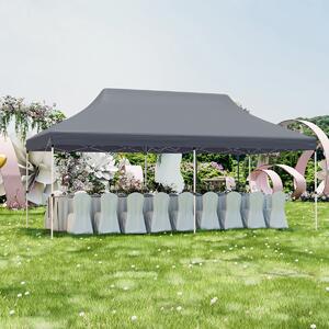 Costway Tenda a scomparsa 3x6m pieghevole impermeabile con borsa per trasporto, Tenda per festa con protezione solare Grigio