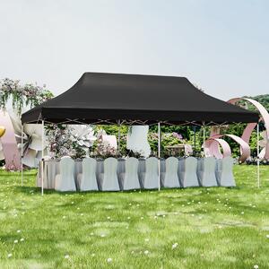 Costway Tenda a scomparsa 3x6m pieghevole impermeabile con borsa per trasporto, Tenda per festa con protezione solare Nero