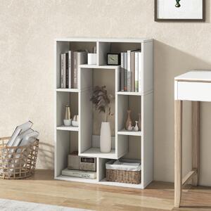 Costway Libreria geometrica a 7 cubi, Moderna scaffale aperto da pavimento con dispositivo anti-ribaltamento per studio Bianco