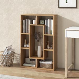 Costway Libreria geometrica a 7 cubi, Moderna scaffale aperto da pavimento con dispositivo anti-ribaltamento per studio Naturale