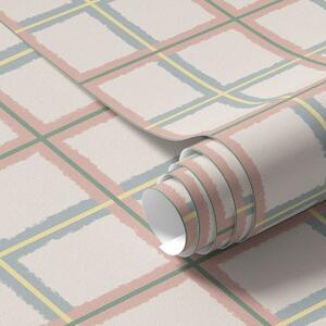 Carta da parati Motivo a quadretti con linee rosa, blu e gialle, Parati astratta classici, a01267v1 : Uwalls.it