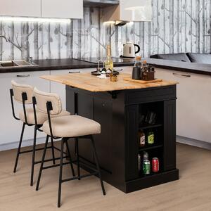 Costway Isola da cucina con contenito reripiani regolabili a 3 livelli, Mobile contenitore da cucina a 2 ante Nero