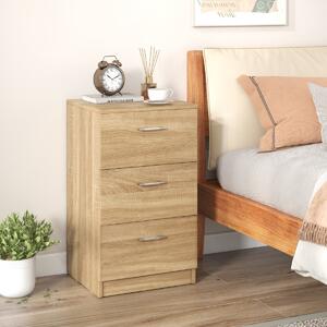 Costway Cassettiera a tre cassetti moderna in legno truciolato, Mobiletto per camera da letto 38x35x66cm Naturale