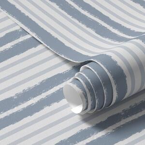 Carta da parati Righe verticali bianche e grigio-blu con, Parati geometrica classici, Parati geometrica a righe classici, a01268v1 : Uwalls.it