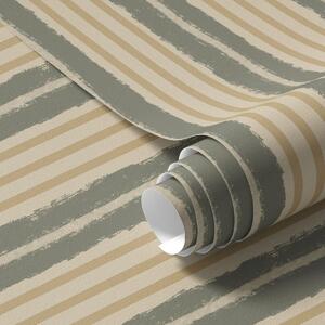 Carta da parati Righe verticali beige e grigio-verdi a trama, Parati geometrica classici, Parati geometrica a righe classici, a01268 : Uwalls.it